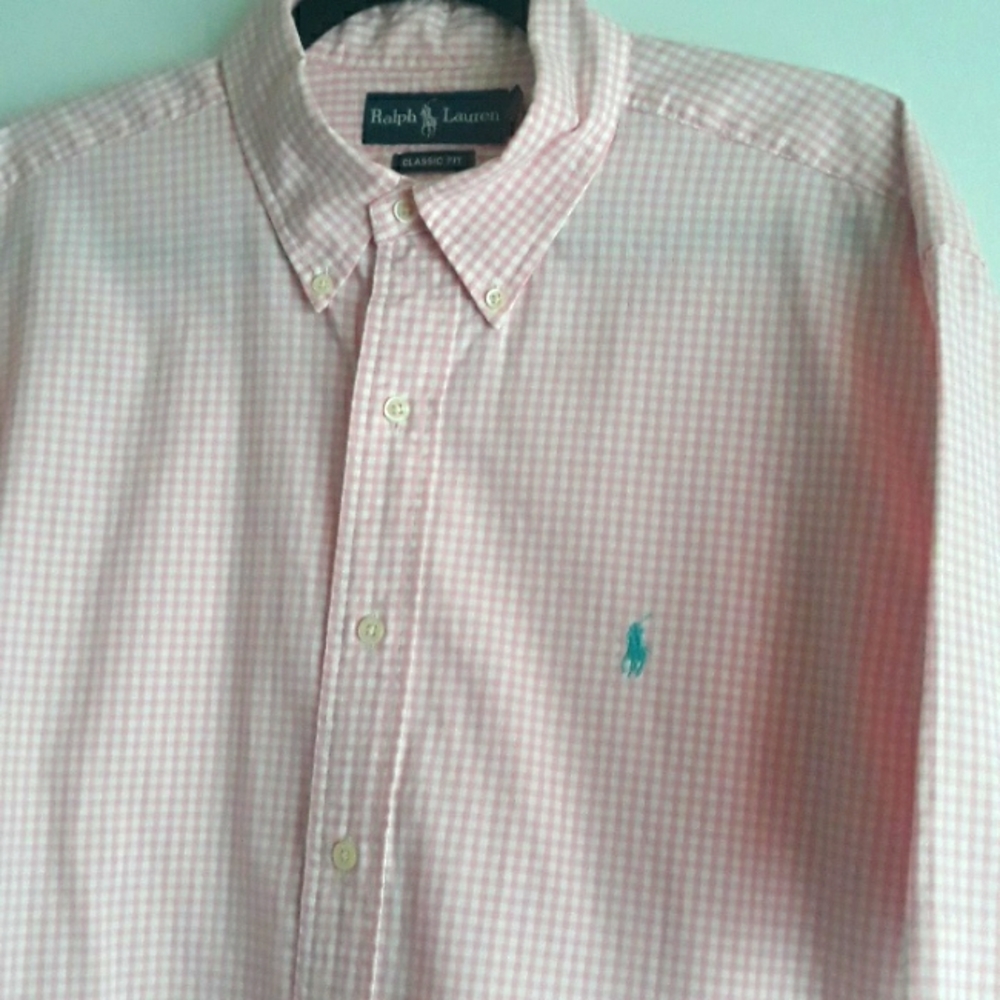 Ralph Lauren Polo Classic Fit Gingham Button Down Shirt  #0936